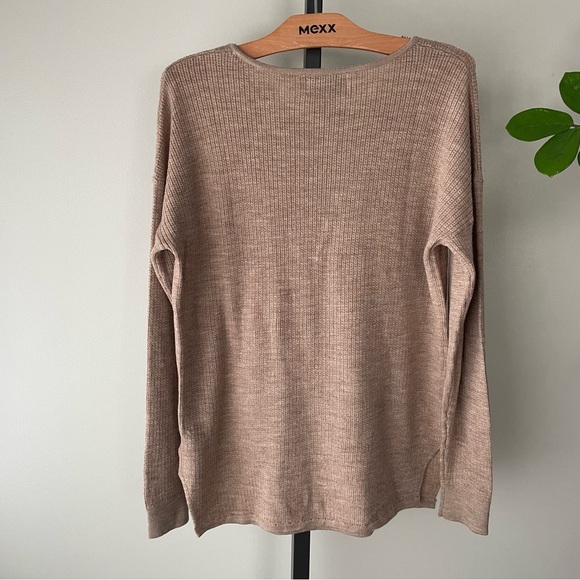 Kersh Merino Wool Blend Knit Sweater Pullover Tan Size Medium - Picture 2 of 9